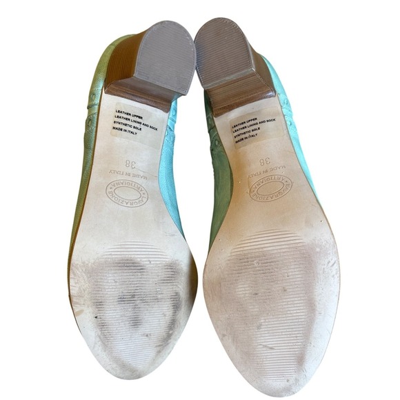 Sundance Size 38/7.5 Teal Green Oxford Shoes Heels Menswear Distressed Laced